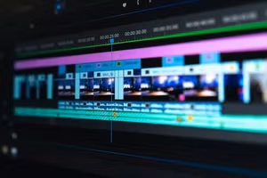 Video editing timeline on a monitor