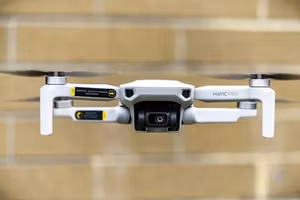 Compact folding drone in flight