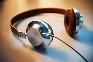 Silver and leather hi-fi headphones