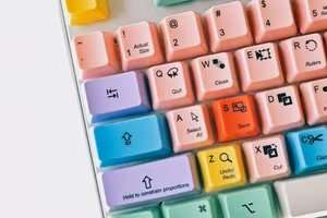 Colour-coded shortcut keyboard for creative apps