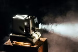 Projector beam in a dark room